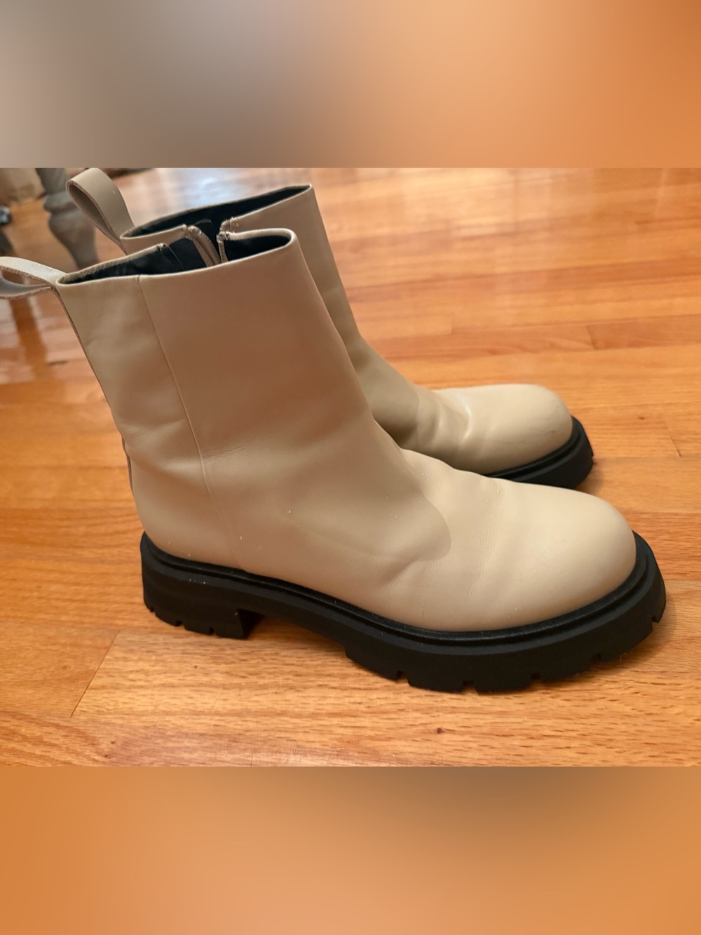 Zara Women’s Cream Chunky Sole Ankle Boots